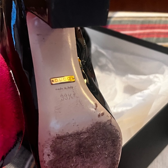 GUCCI
Patent Calfskin GG Lois Bee Ankle Booties 38.5 Black - Picture 8 of 10